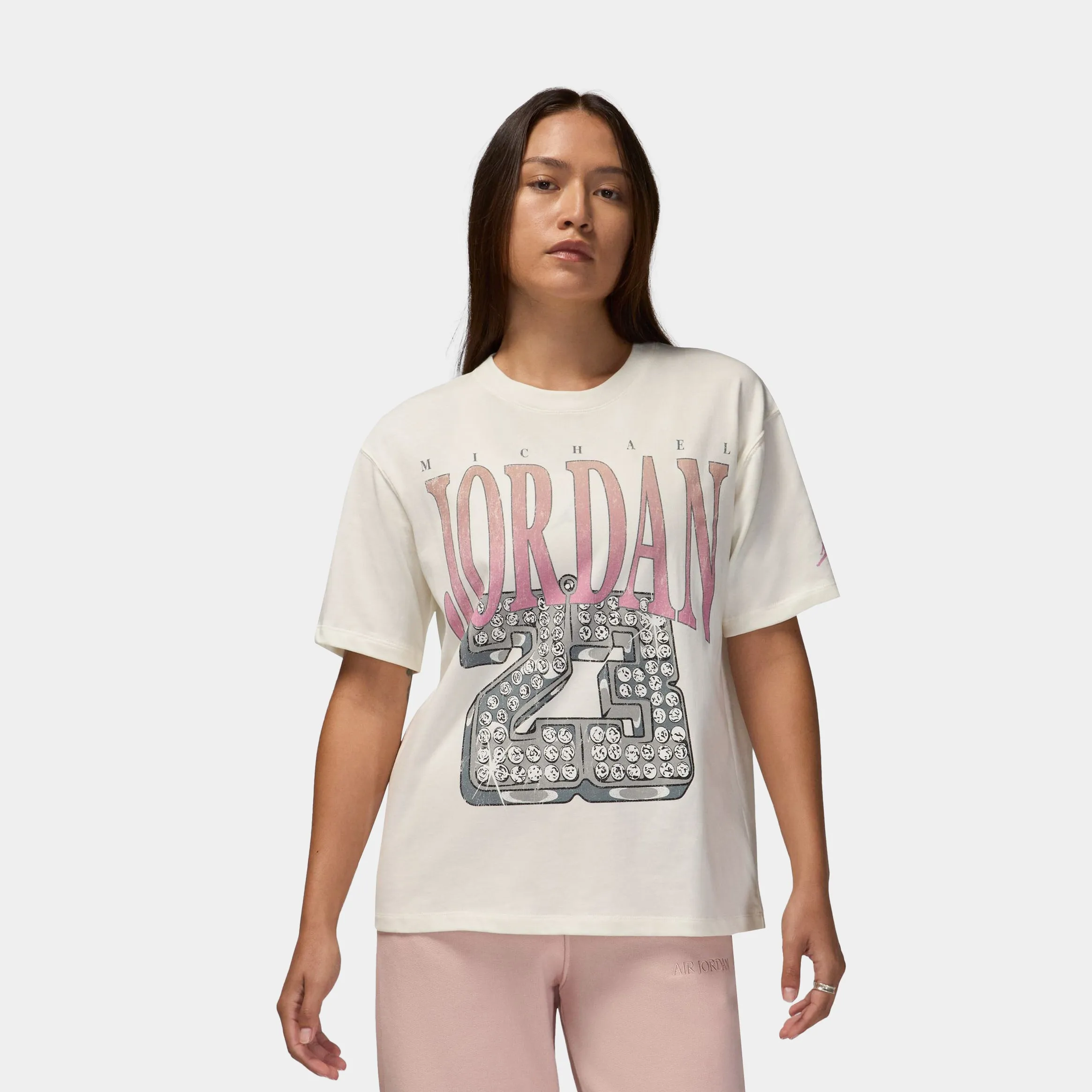 Spring Glow 23 Heritage Womens Short Sleeve Shirt (White/Purple)