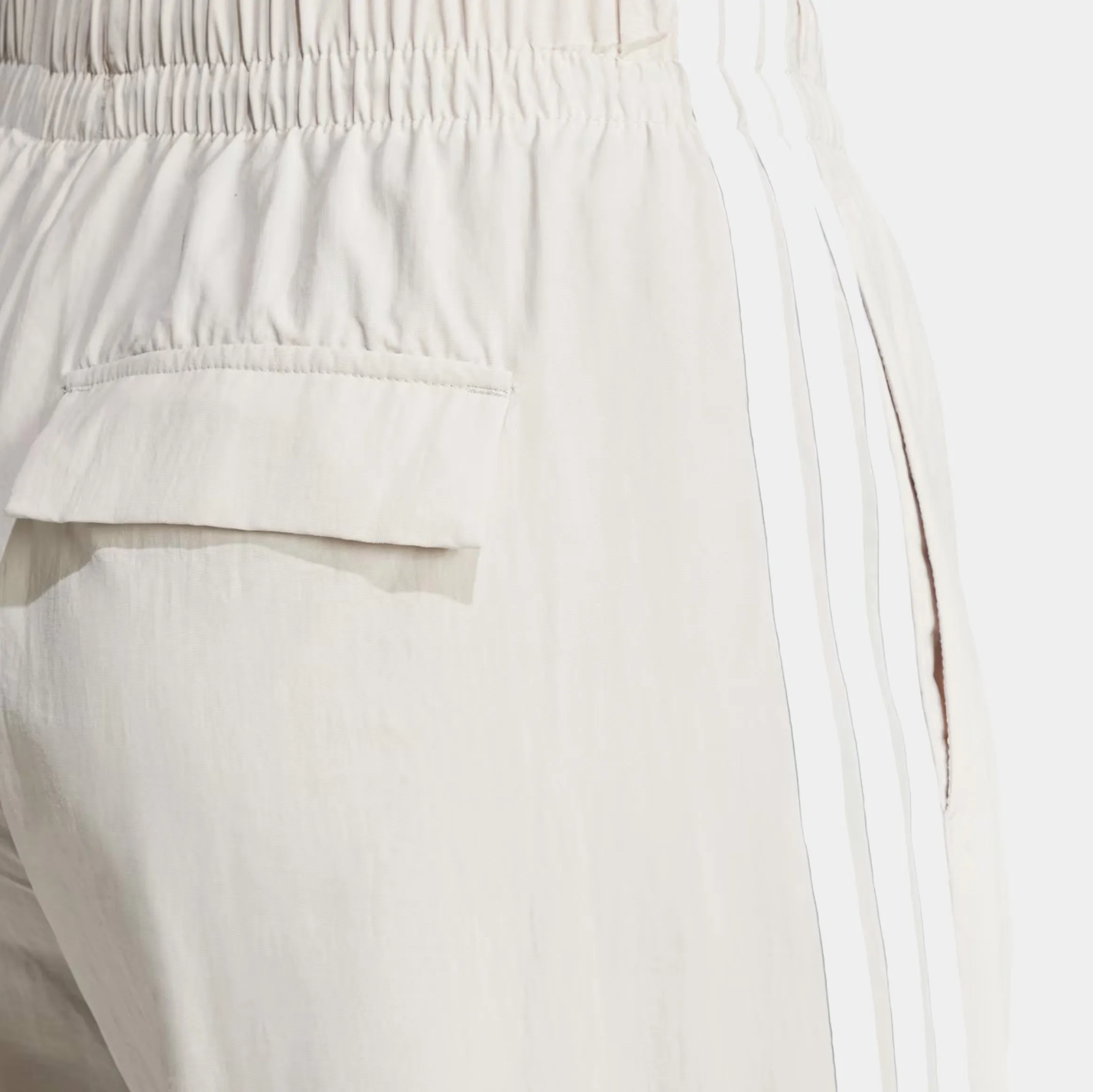 3 Stripes Woven Parachute Womens Pants (Beige/White) Stylish Comfort EcoFriendlyDye
