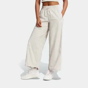 3 Stripes Woven Parachute Womens Pants (Beige/White) Modern Fit Layering Comfort