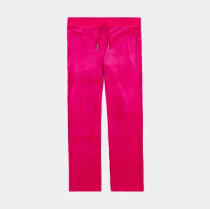 Versatile Layering Soft Interior Og Big Bling Velour Womens Track Pants (Hot Pink)