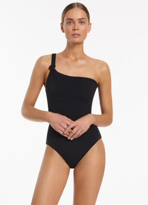 Isla Rib One Shoulder One Piece - Black Non Restrictive Band