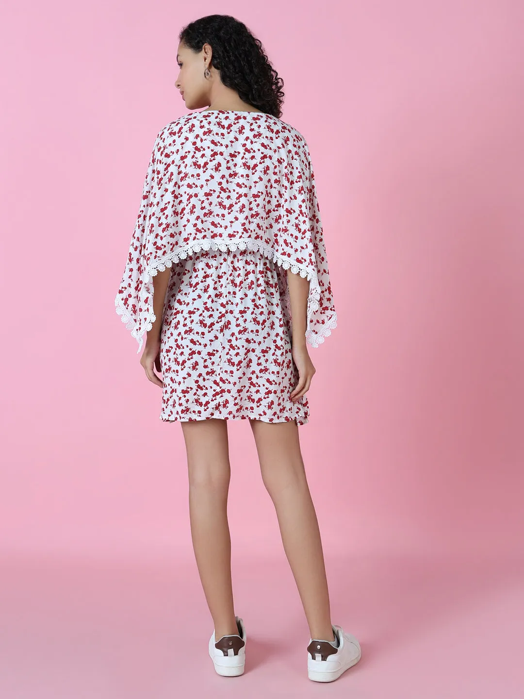 Women's White Floral A-Line Dress Chic Direction Fit Mood