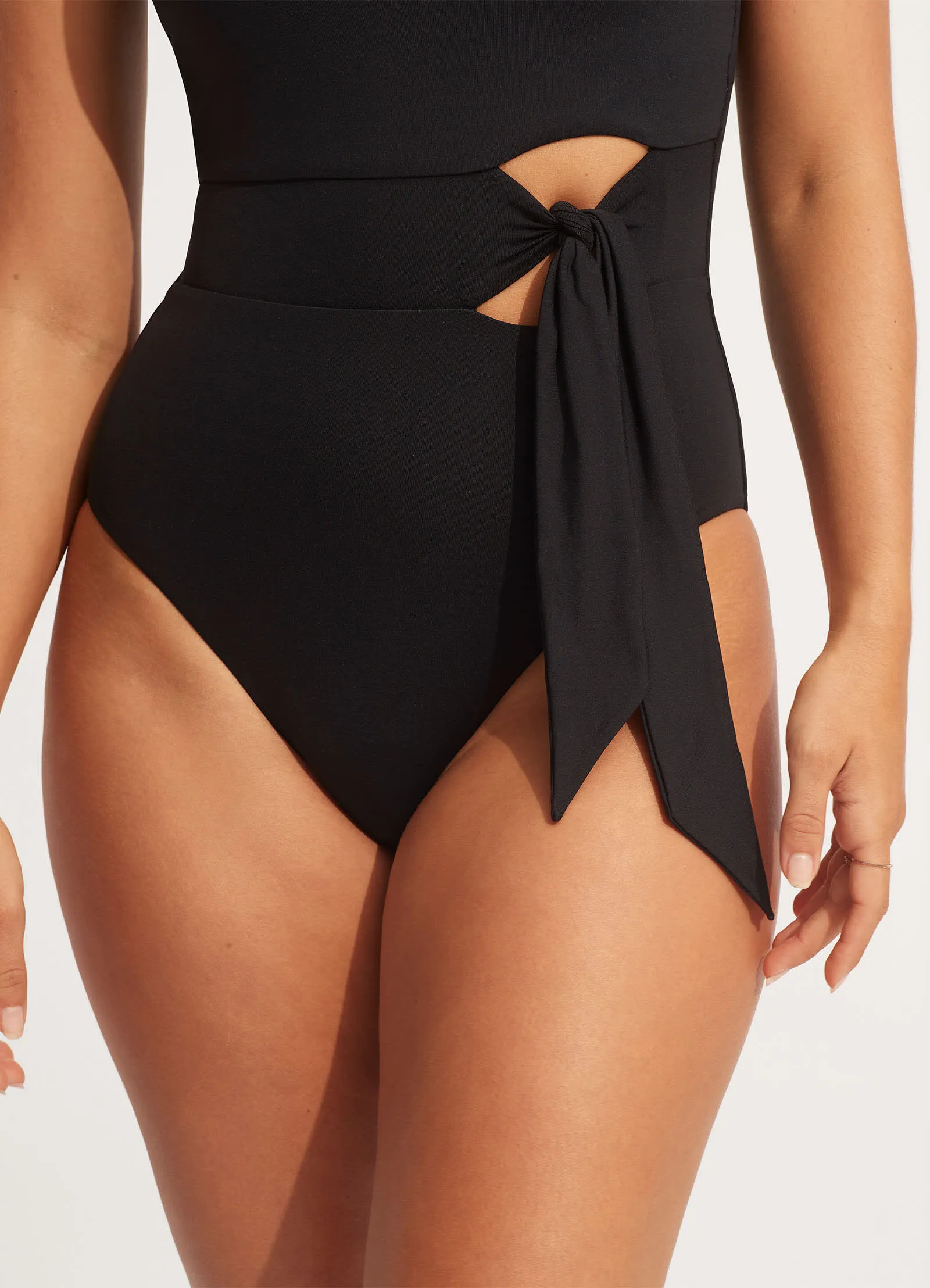 Seafolly Collective Tie Waist One Piece - Black Top-rated