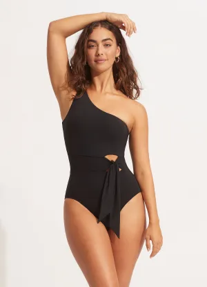 Seafolly Collective Tie Waist One Piece - Black Ocean Getaway