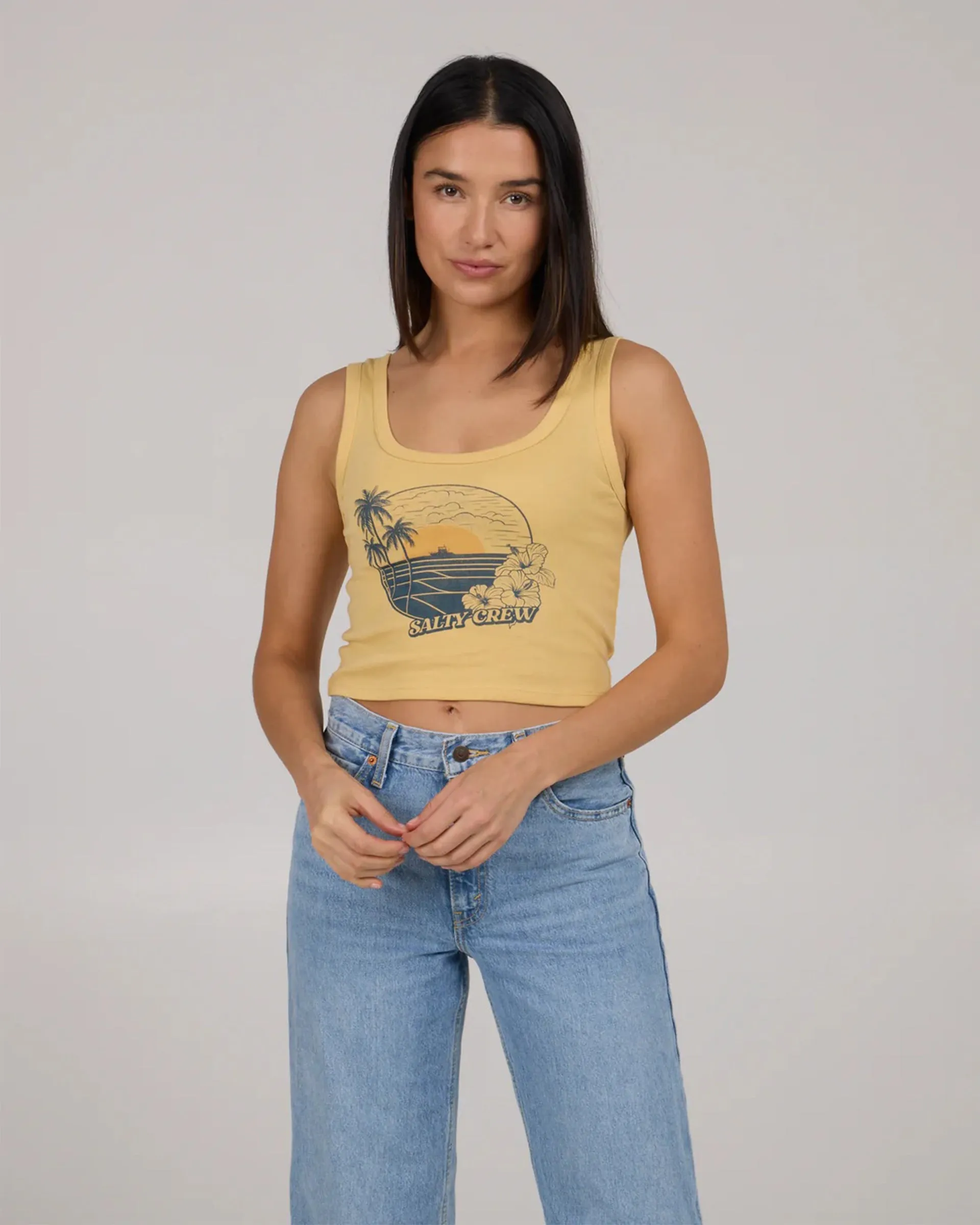 Beach Scene Tank Top - Dusty Gold Moisture Control Technology