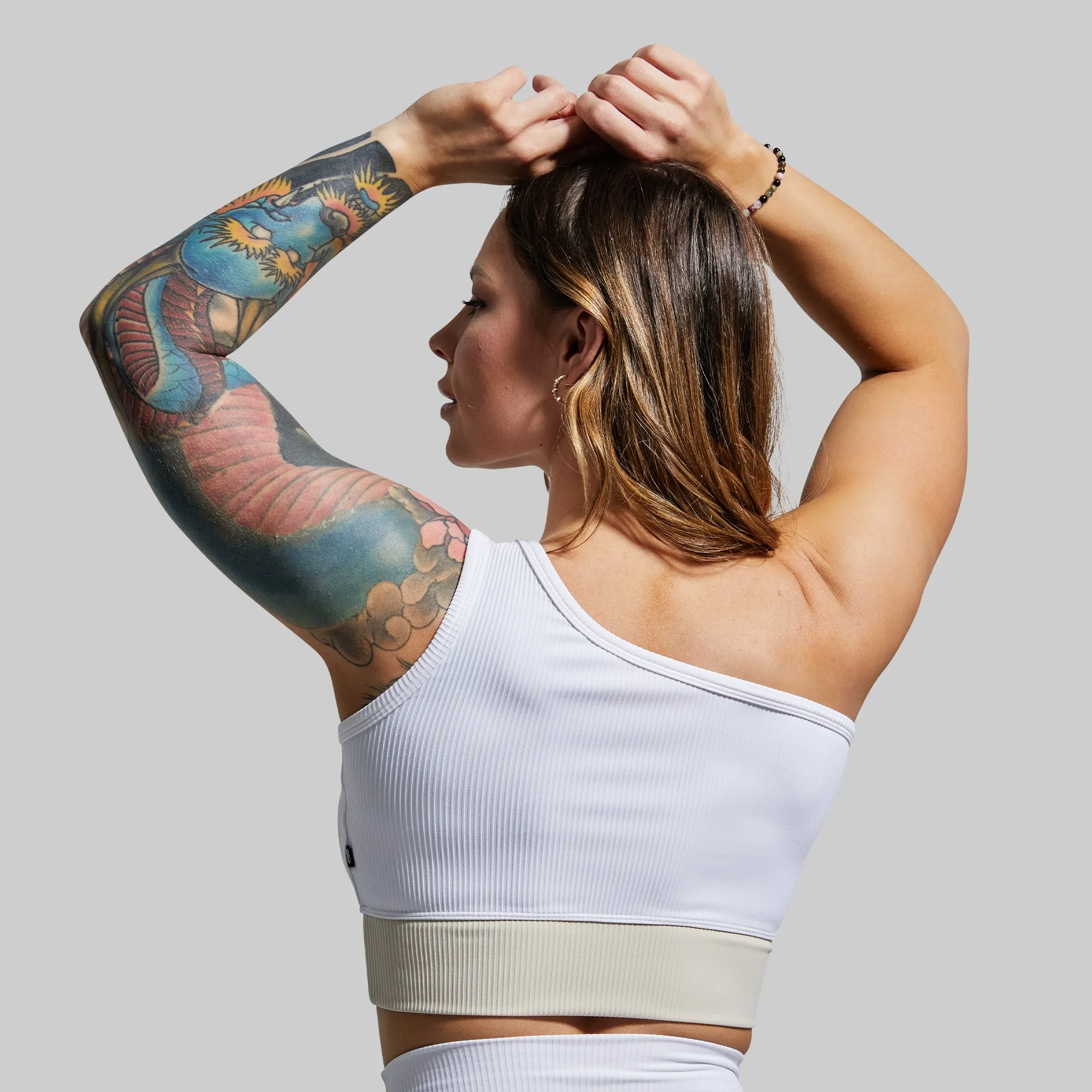 Evolve Sports Bra (White) Non Restrictive Movement Soft seams