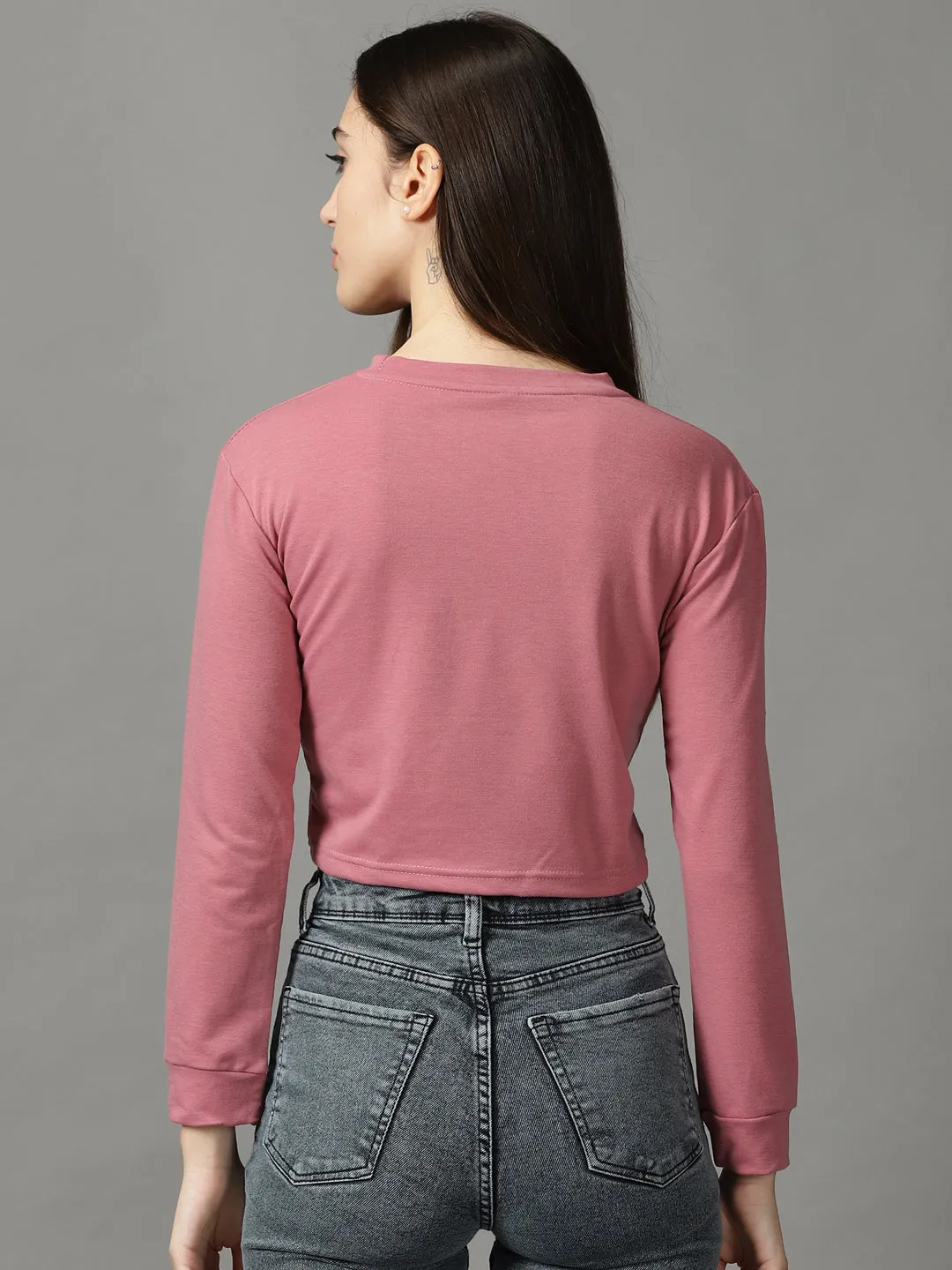 Comfy Design Women's Mauve Long Sleeves Crop Top