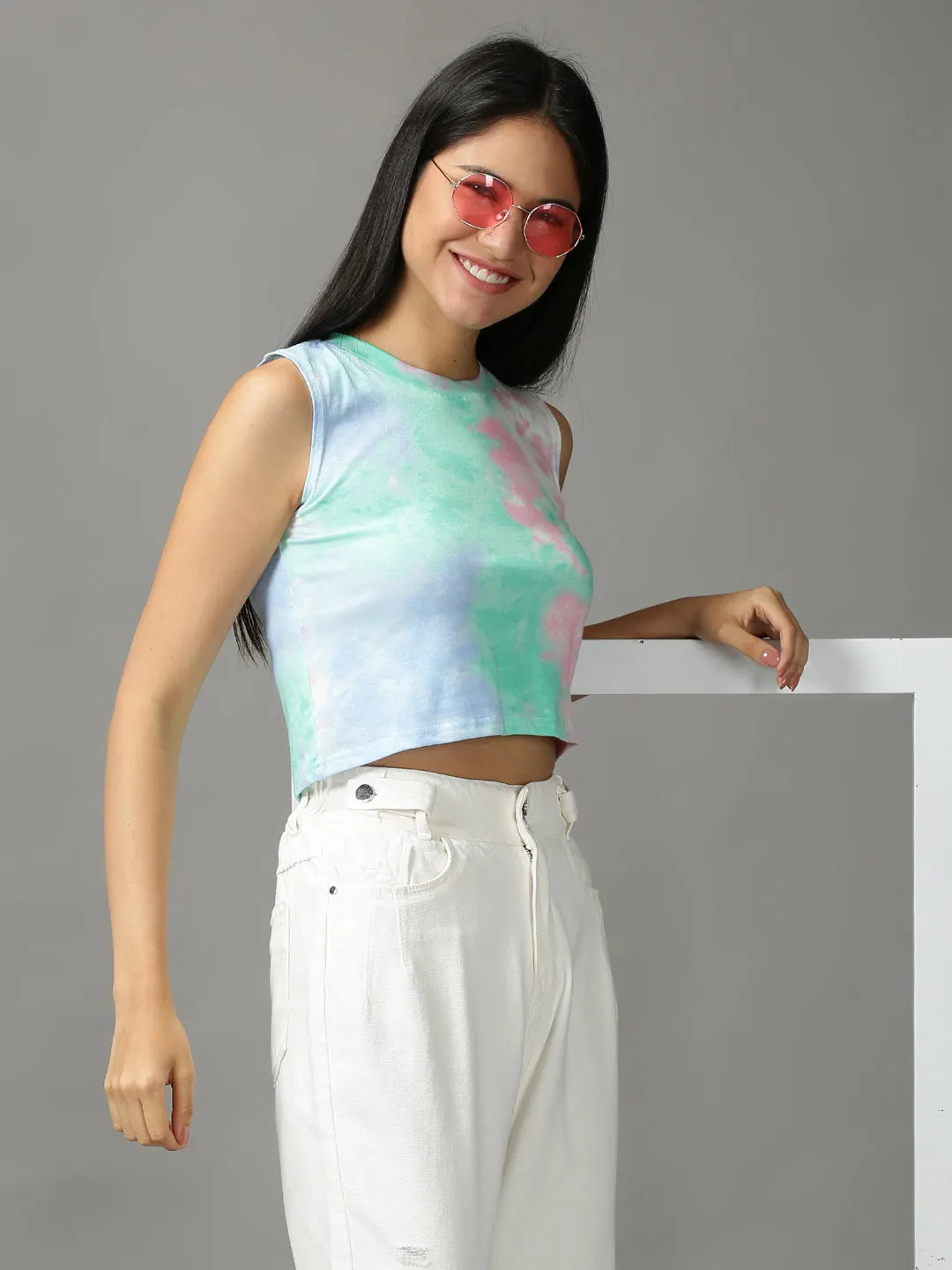 Women's Multi Tie and Dyed Crop Top Cozy Style