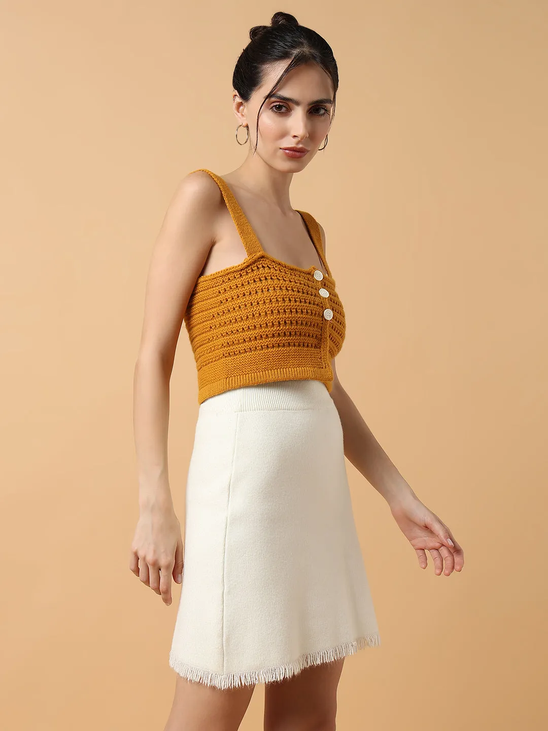 contrast Adaptable Women's Mustard Bralette Crop Top