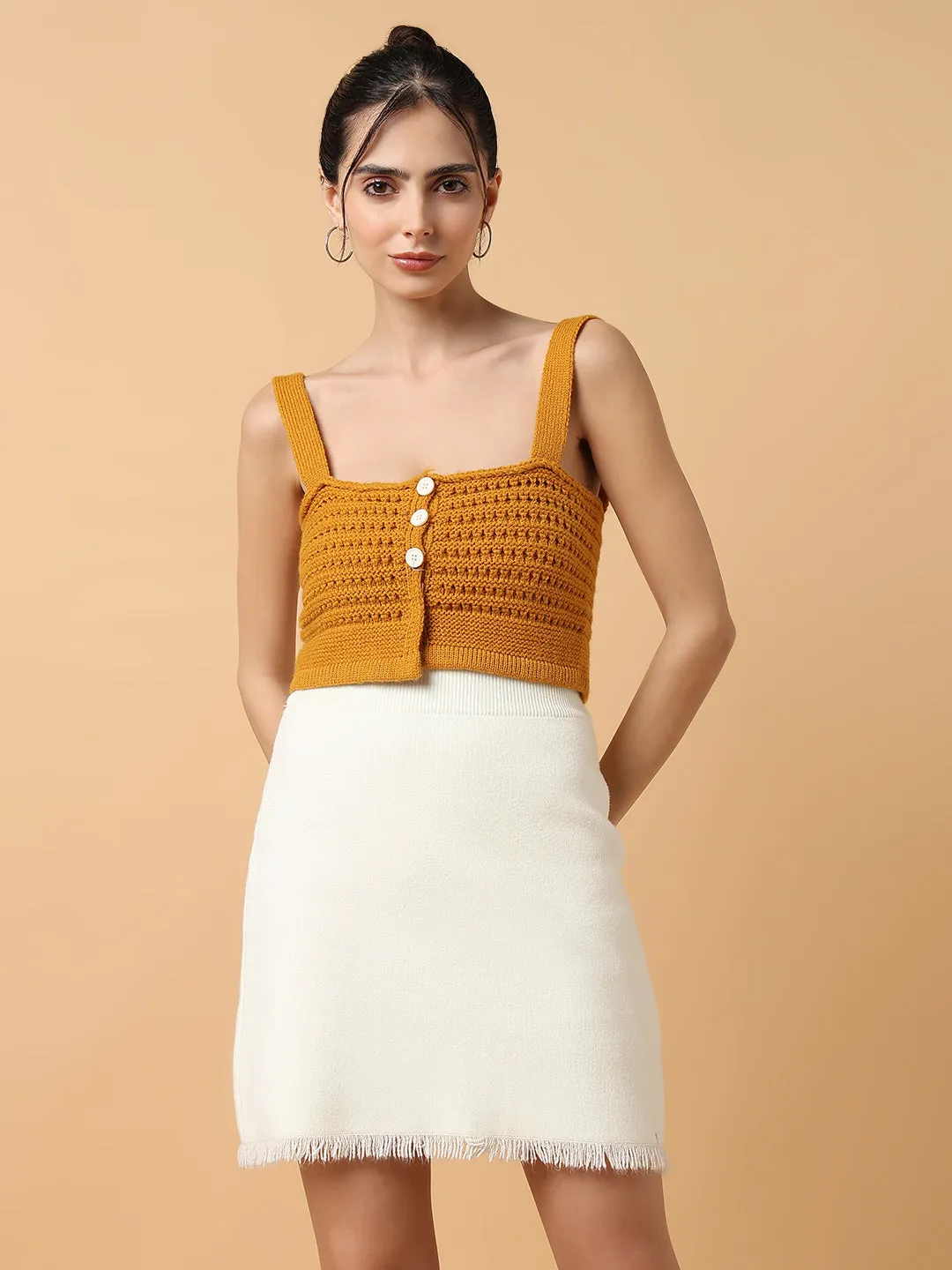 Women's Mustard Bralette Crop Top Relaxed Everyday Wear Non Irritating Tags