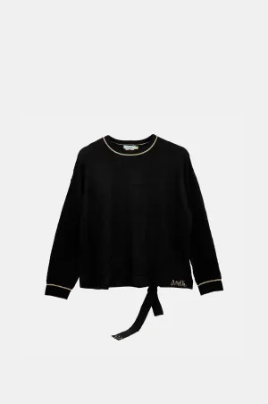 Interlock Knit Structure Black Sh??en Crew Neck Sweater