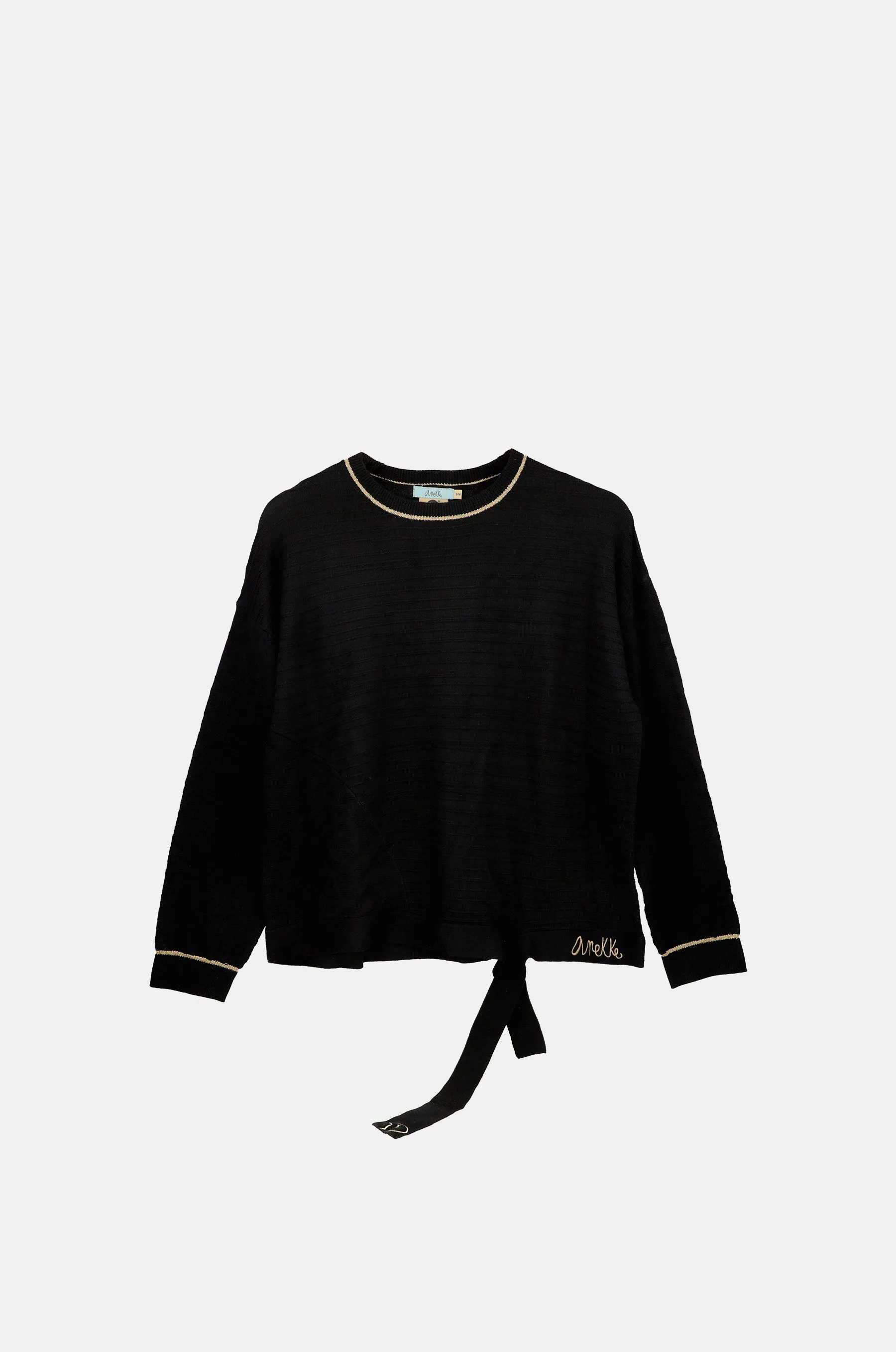 Interlock Knit Structure Black Sh??en Crew Neck Sweater