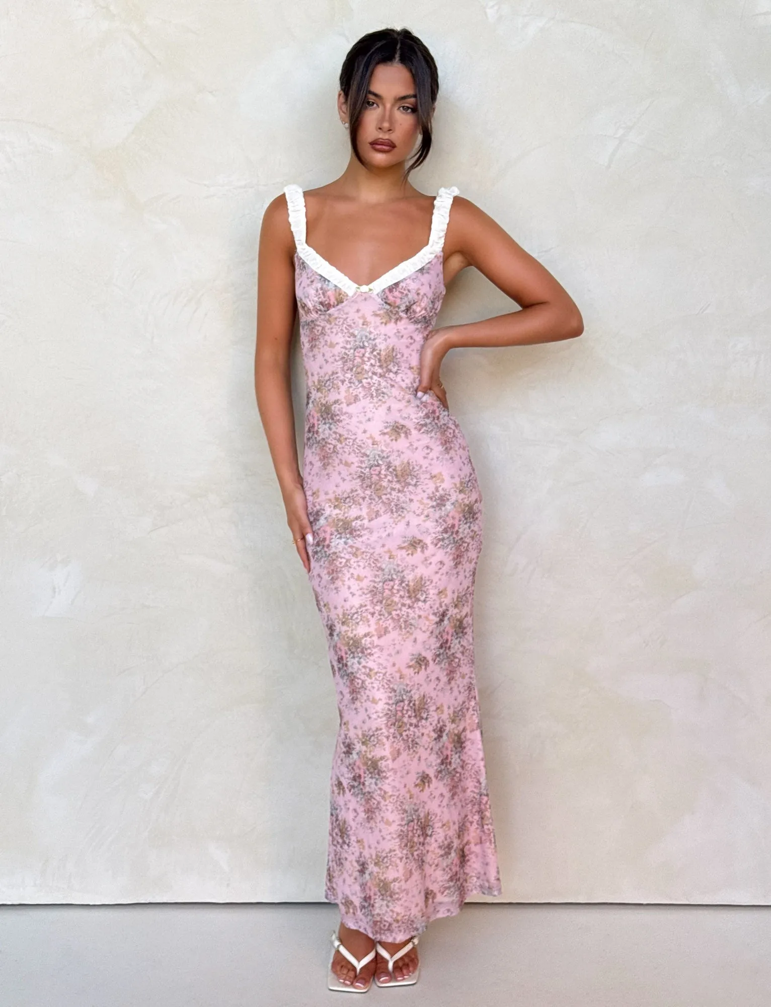 AMARAN DRESS - PINK : CAMO FLORAL Sculpted Detail