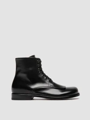 EMERALD 004 - Black Leather Lace-up Boots Long distance