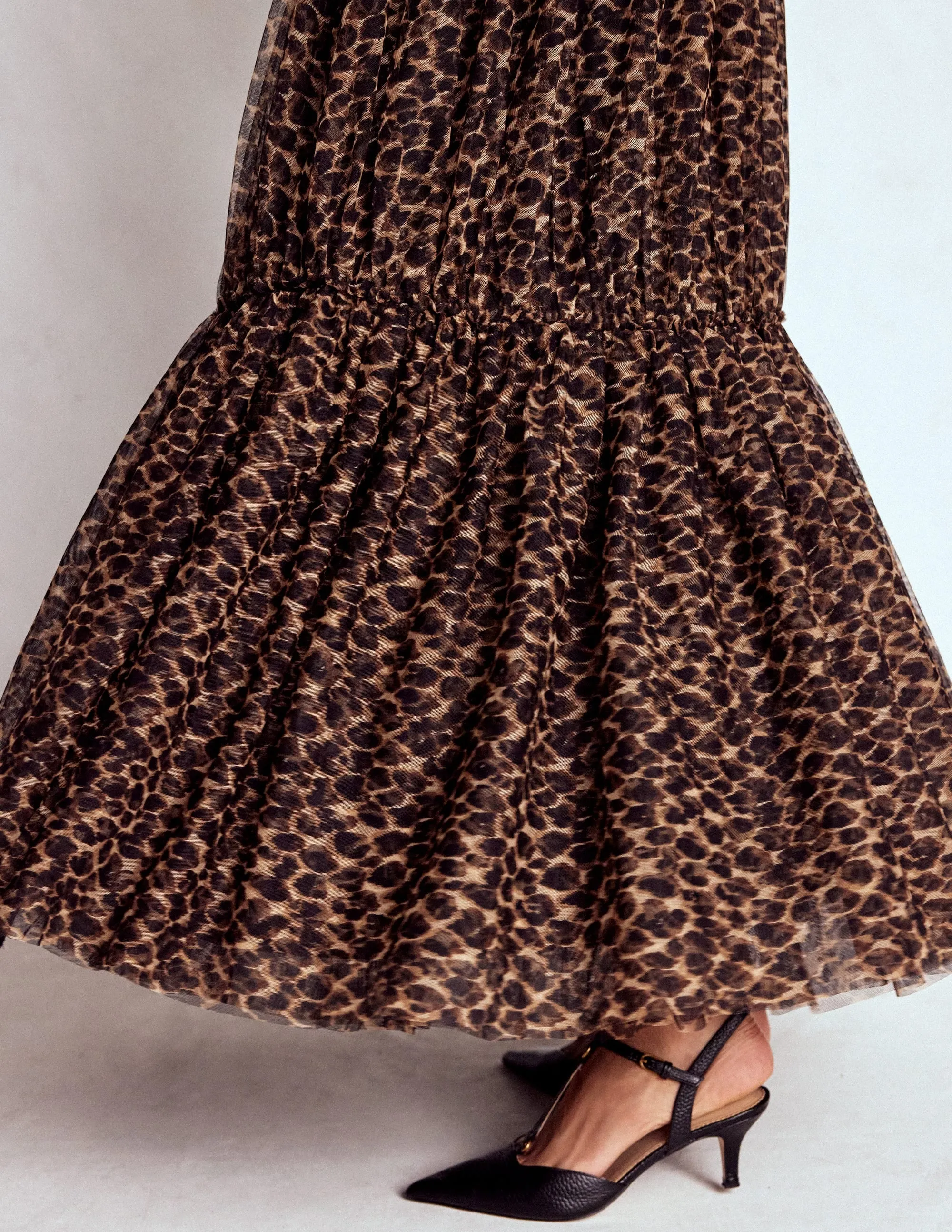 Anna Tulle Midi Skirt-Leopard music concert