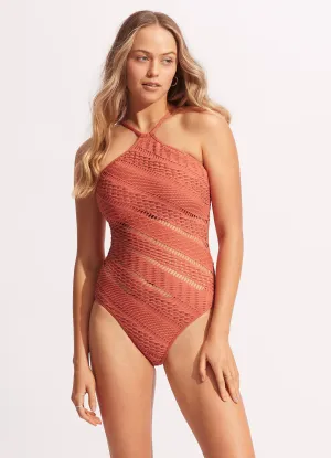 Marrakesh DD High Neck One Piece - Cinnamon On-The-Go Odor Resistant Finish