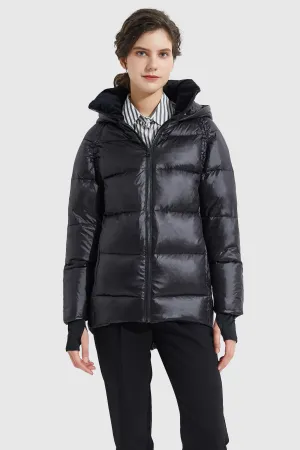 Two Tone Design Light Cropped Bubble Puffer Down Jacket