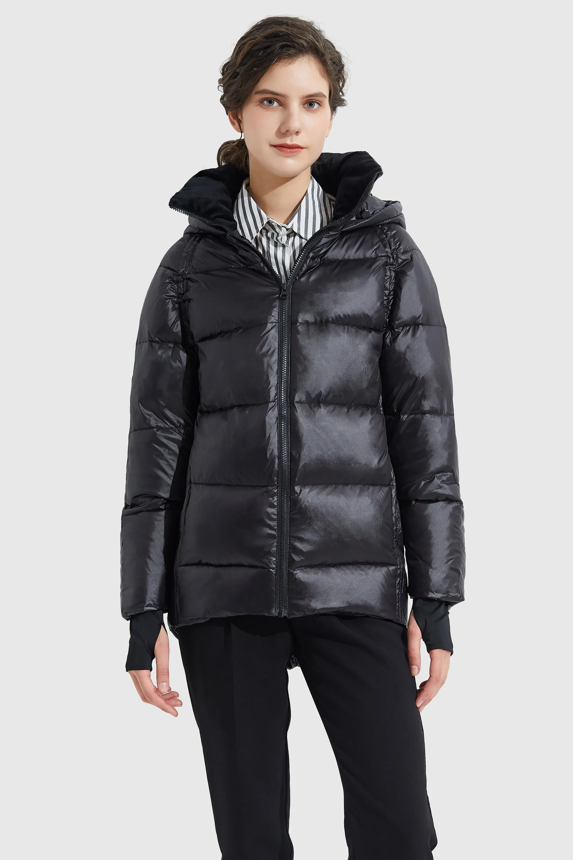 FoldableStructure Light Cropped Bubble Puffer Down Jacket