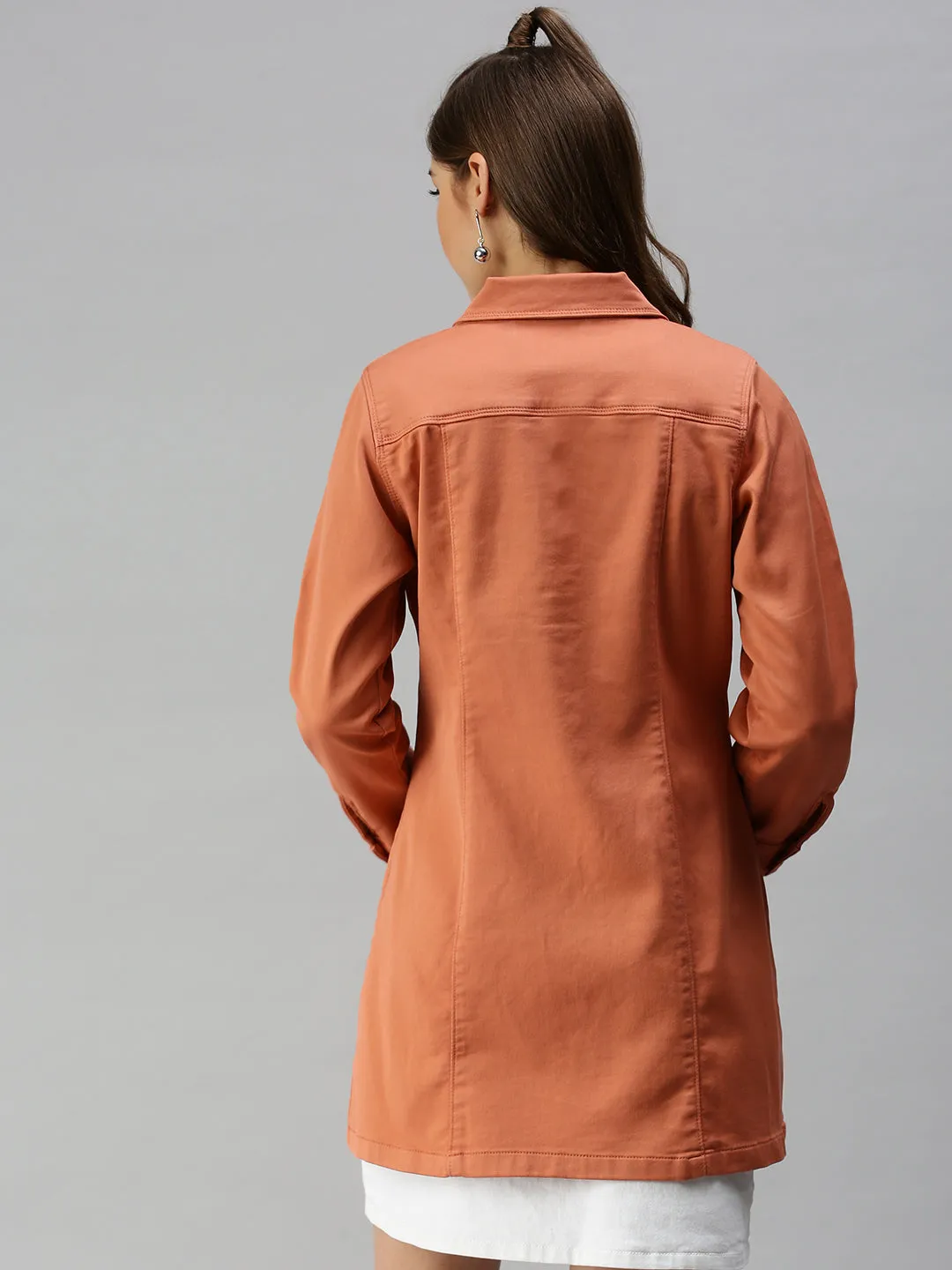 Women's Rust Cotton Tailored Jacket Simple Layers