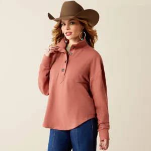Cozy Choice Ariat Women's Lucky Rose 1/2 Button Sweatshirt in Light Mahogany