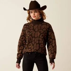 Year Round Ariat Women's Moda Turtle Neck Sweater in Mole Leopard