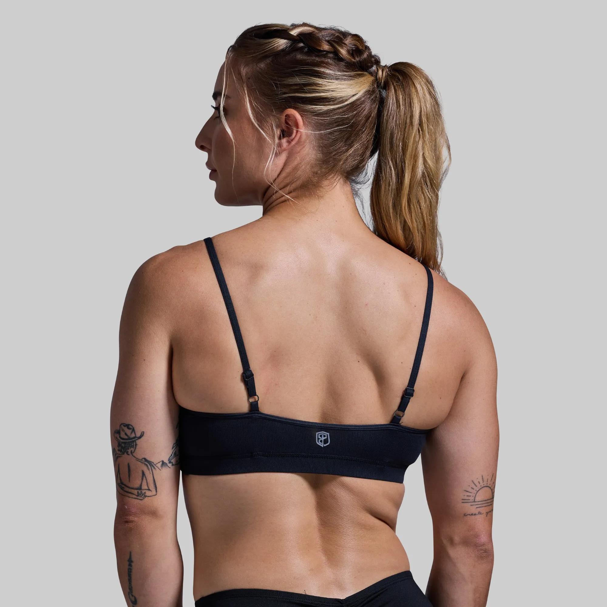 Embroidered edges Sustainable Athleisure Bra (Black)