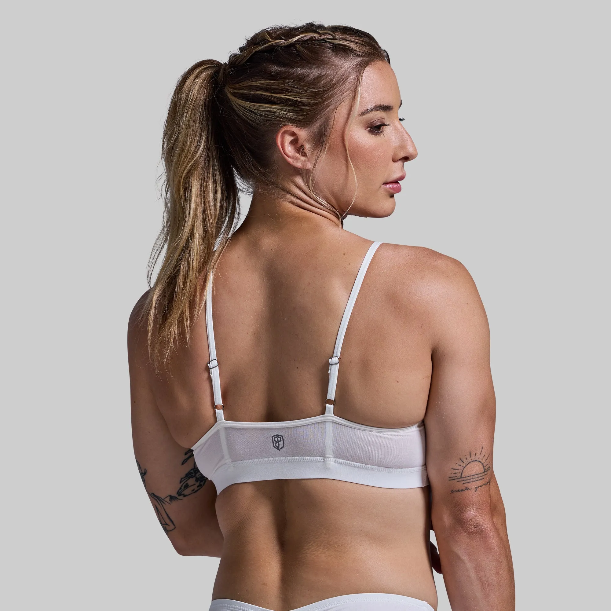 Athleisure Bra (White) Durable Reinforced Edges