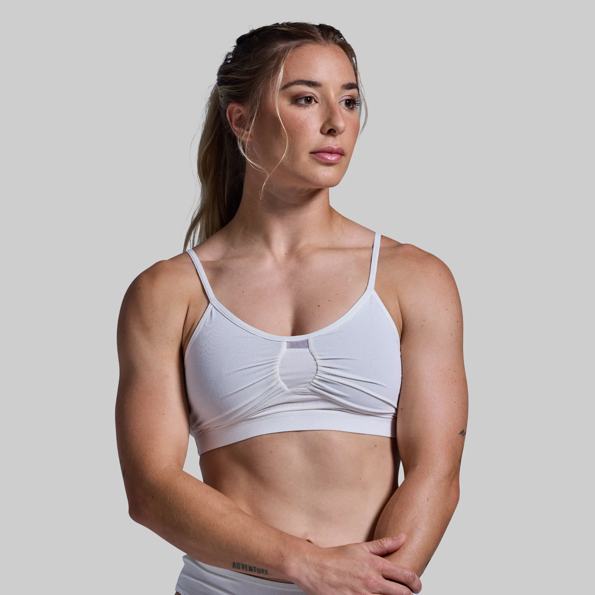 Athleisure Bra (White) Non-Slip Band