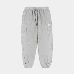 Club Fleece Mid-Rise Cargo Womens Pants (Grey/White) Non Binding Waist