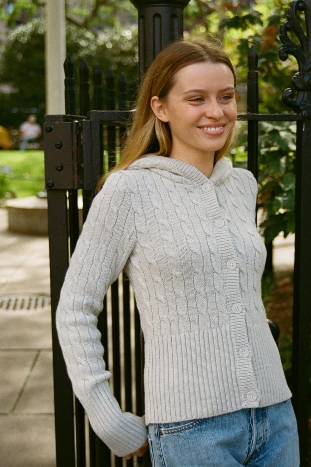 Aura Cable Knit Cardigan Slub Texture