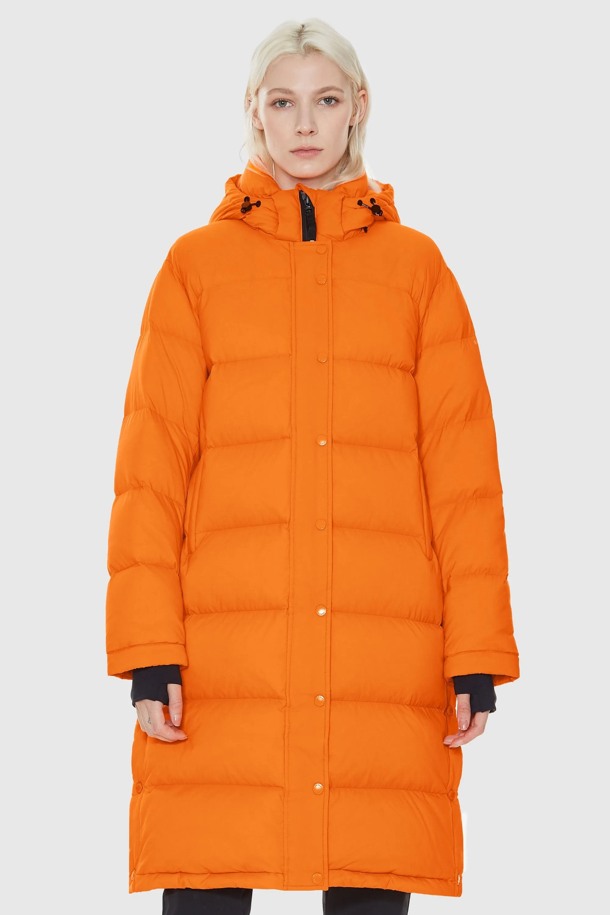 Drop Tail Hem Aurora Long Detachable Hooded Down Jacket