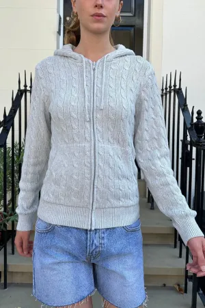 Lattice Ventilation Weave Ayla Cable Knit Zip-Up Sweater