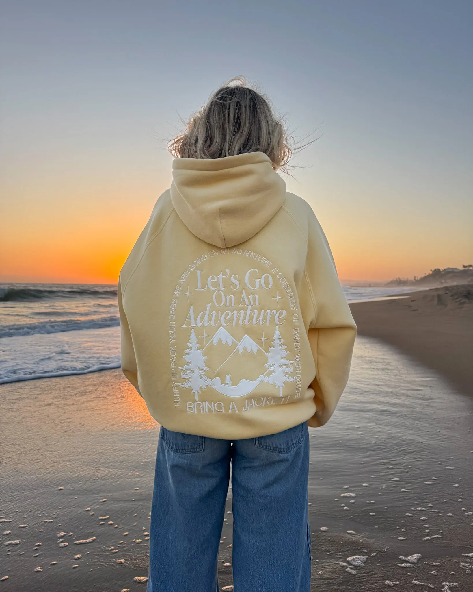 eyewear accents "Let's Go On An Adventure" Oversized Lux Hoodie in Butter Yellow
