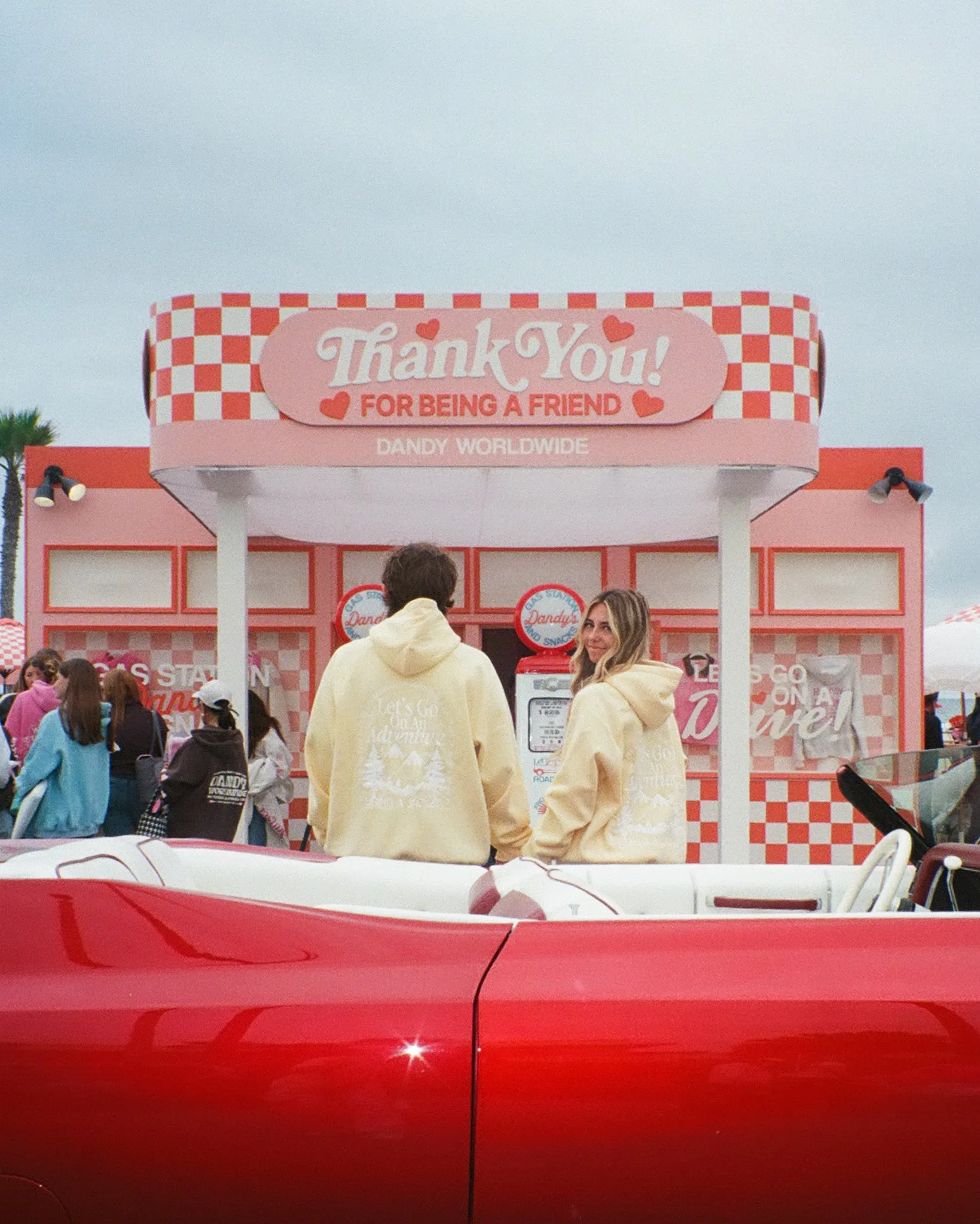 clip accents Contrast Stitching "Let's Go On An Adventure" Oversized Lux Hoodie in Butter Yellow