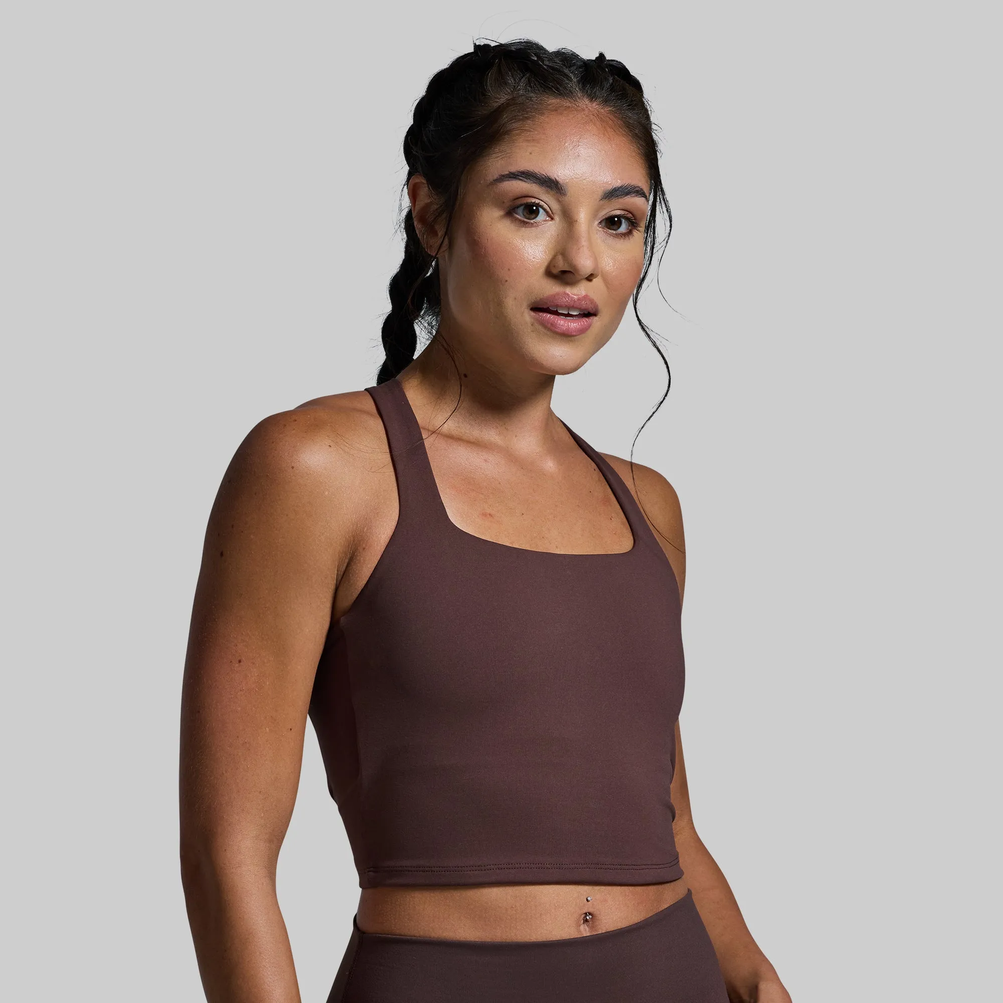 Ribbed waistband seams All-Day Fabric Balance Sports Bra (French Roast)