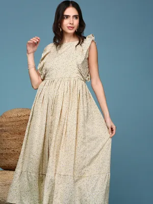 Fall Silhouette Women's Yellow Chiffon Fit & Flare Dress