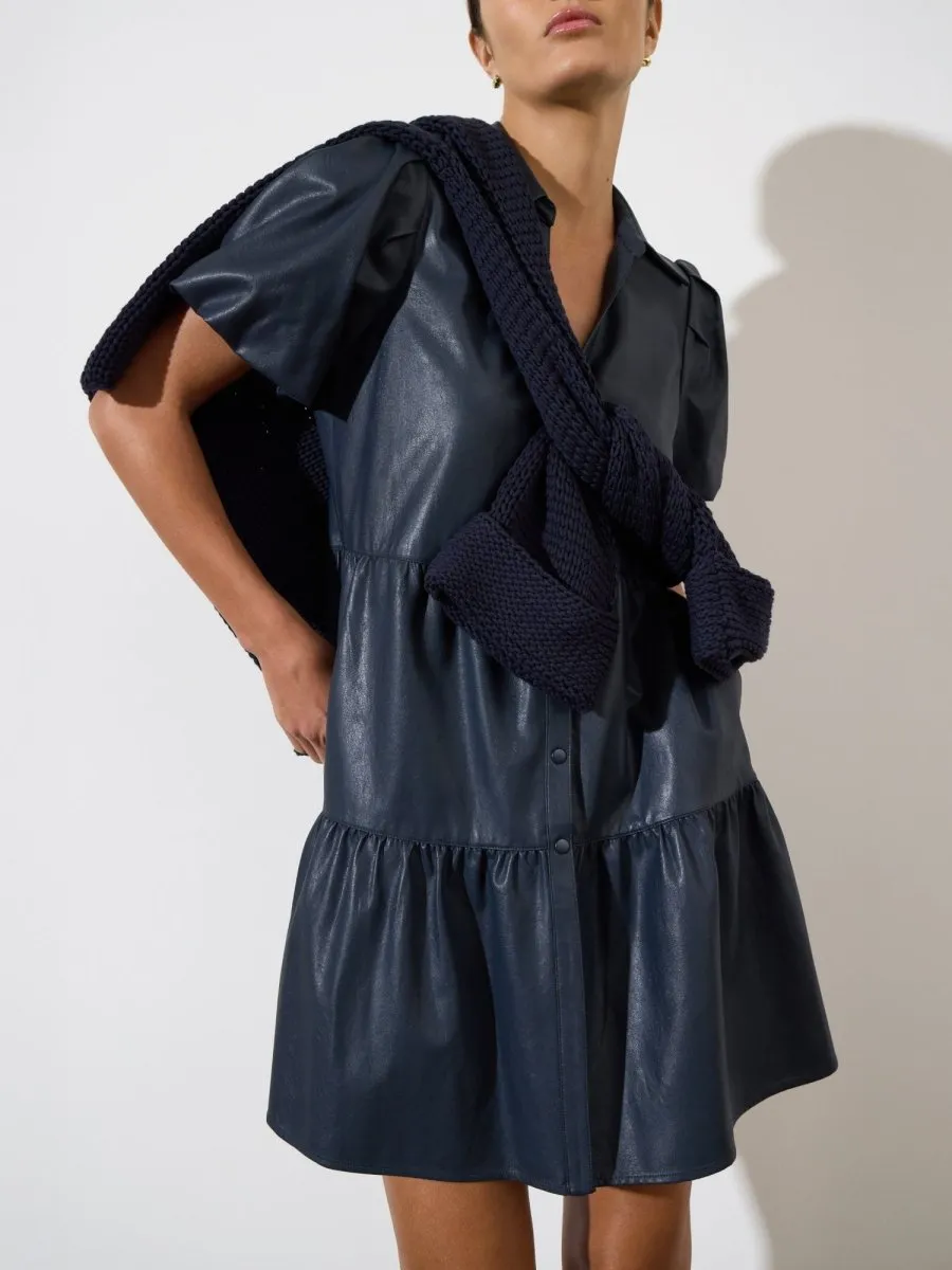 The Havana Vegan Leather Mini Dress Comfortable Touch Relaxed Waist Fit