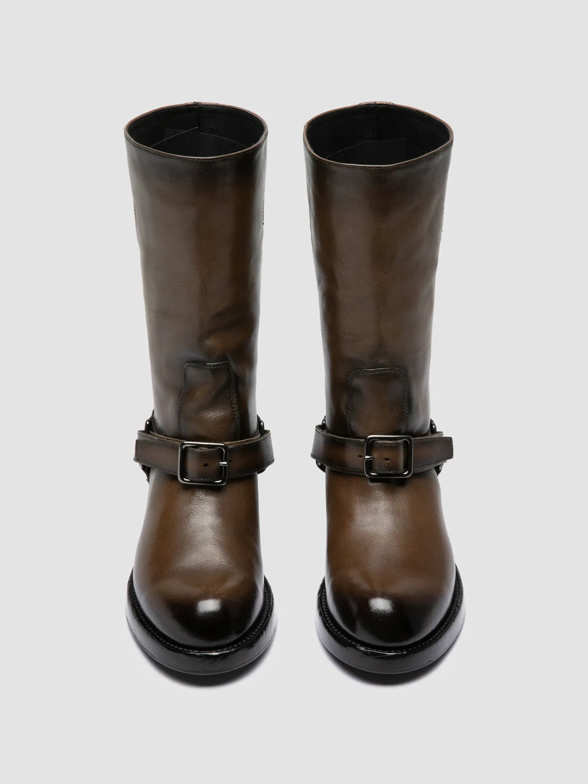 Durable Shell Urban Traveler Trendy Footwear BERYL 010 - Green Leather Pull-On Boots