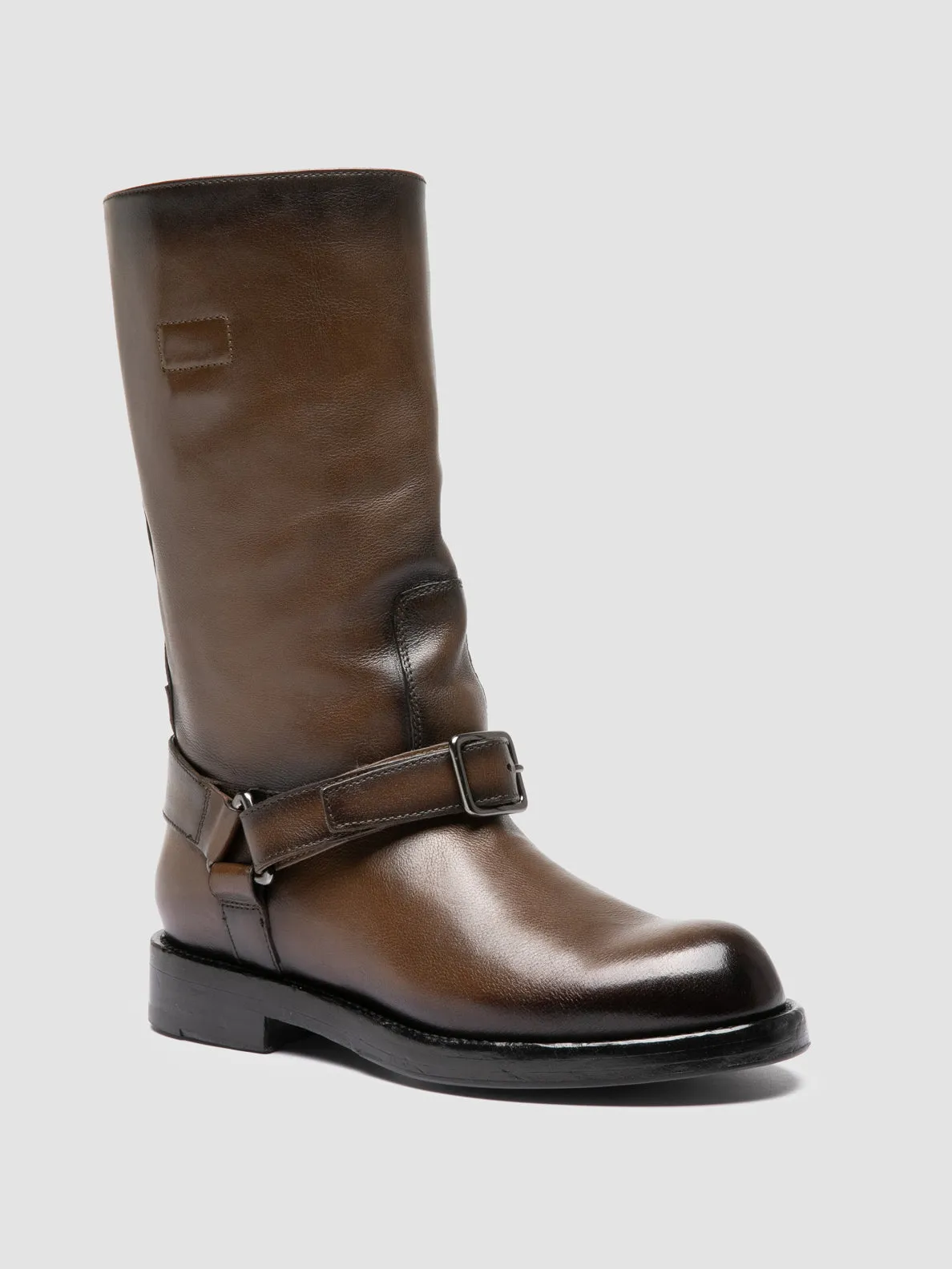 BERYL 010 - Green Leather Pull-On Boots Comfort Buckles Seamless Comfort All Day Worker