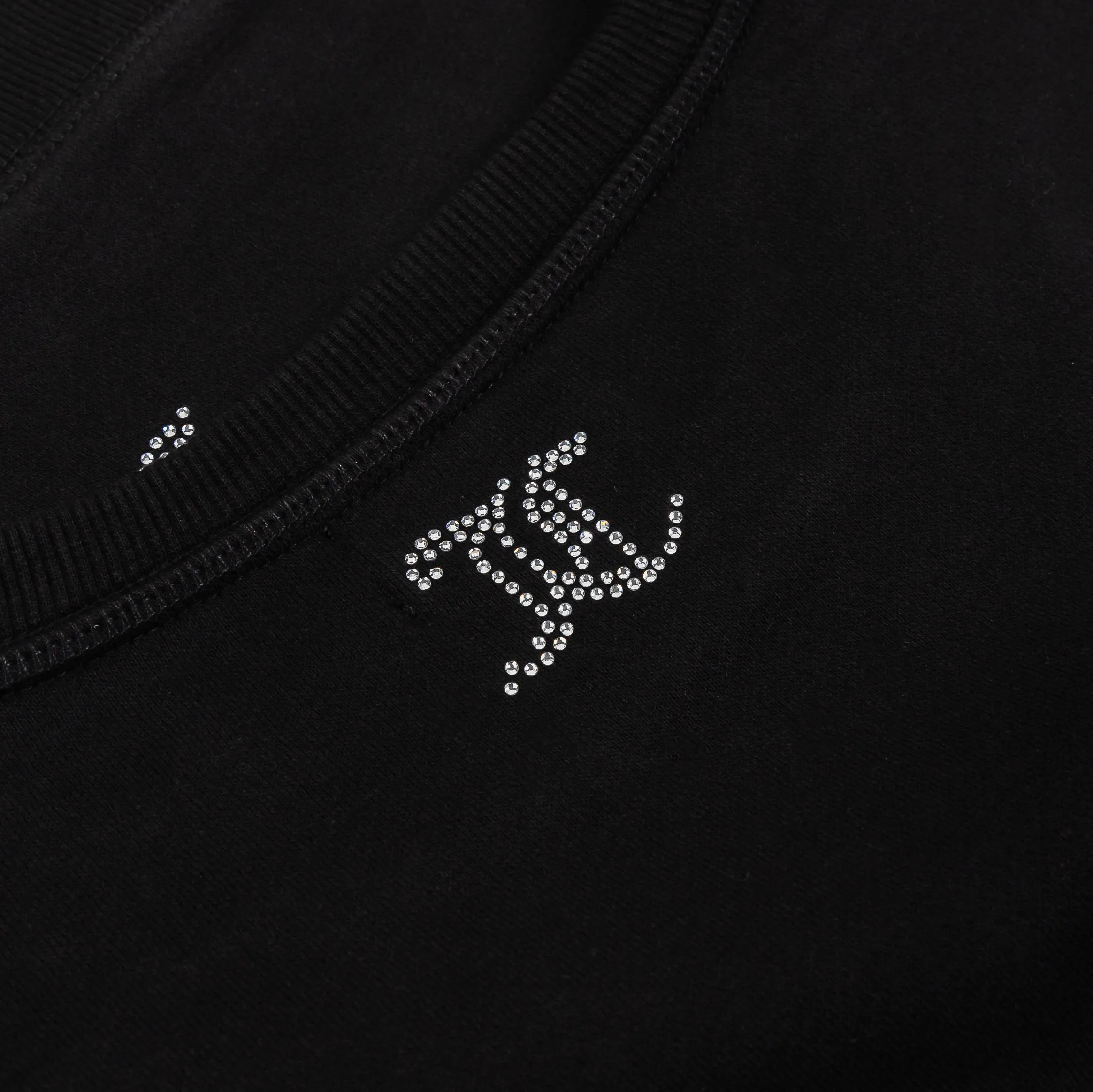 Bling All Over Print Fleece Womens Crew (Black) Stretchable Waistband