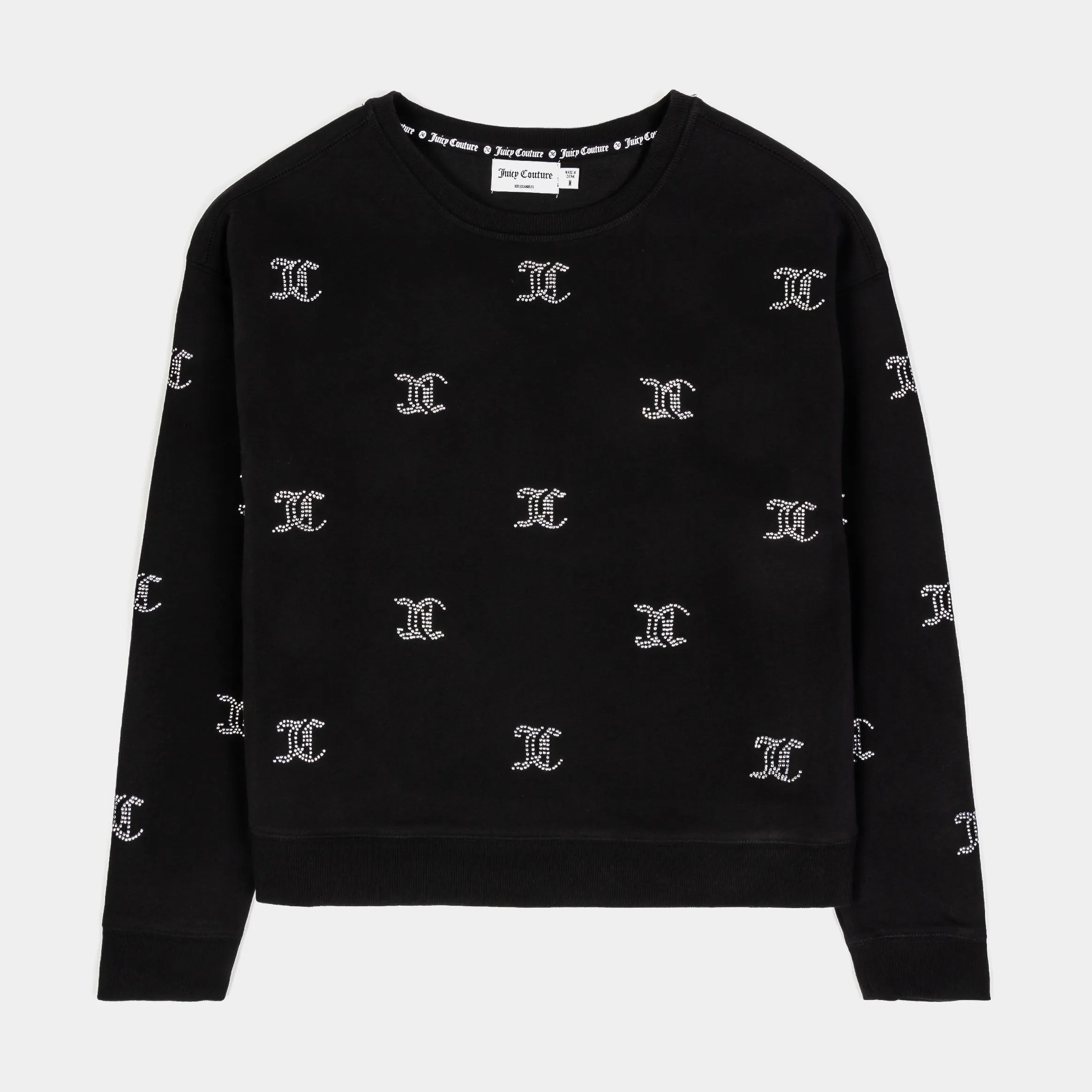 Bling All Over Print Fleece Womens Crew (Black) Euro Mood