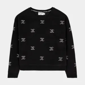 Bling All Over Print Fleece Womens Crew (Black) Euro Mood