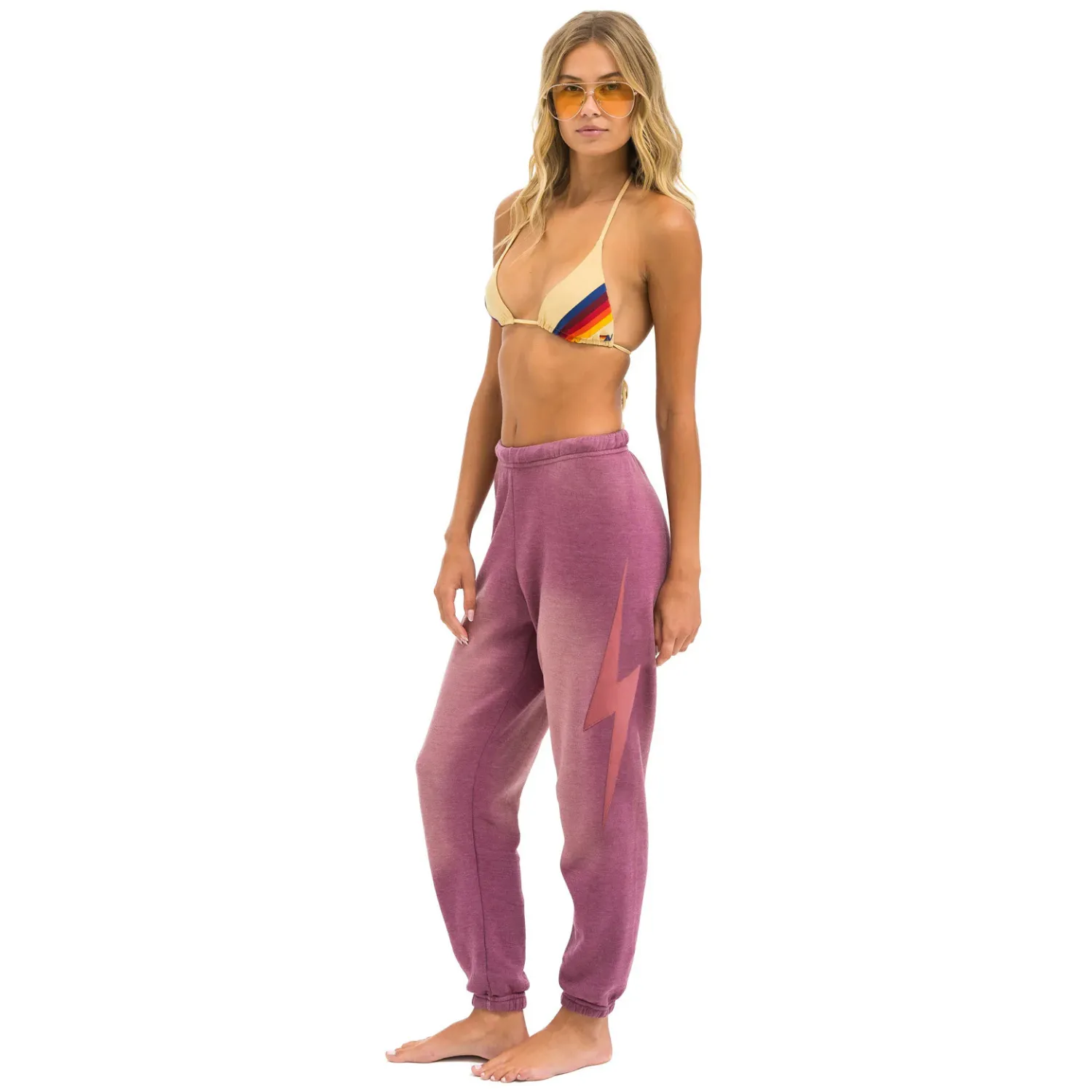 Perfect Length Bolt Stitch Sweatpants (Faded Berry)