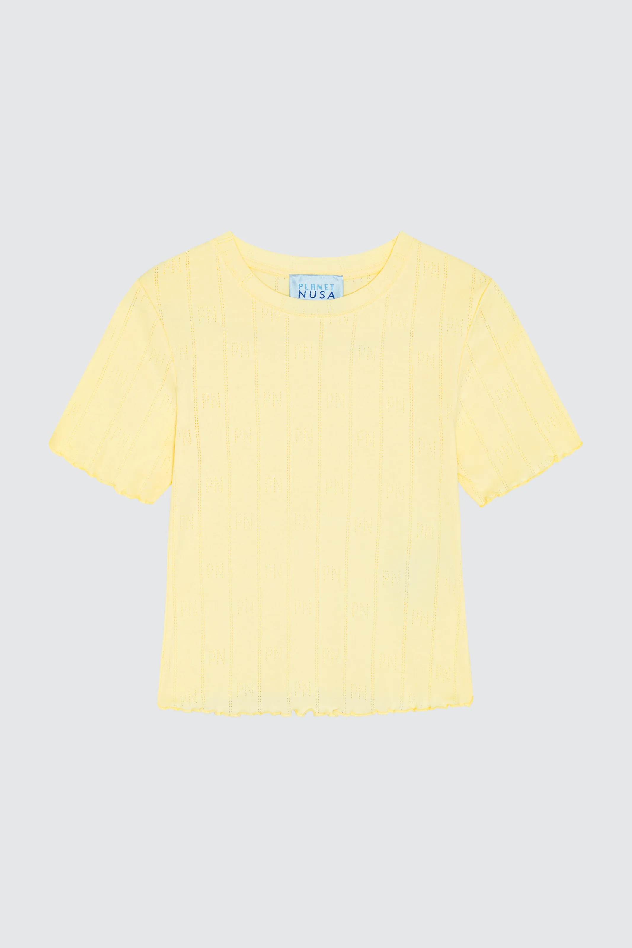 BABY1 CROPPED SS POINTELLE Light Fashion Curved Hemline