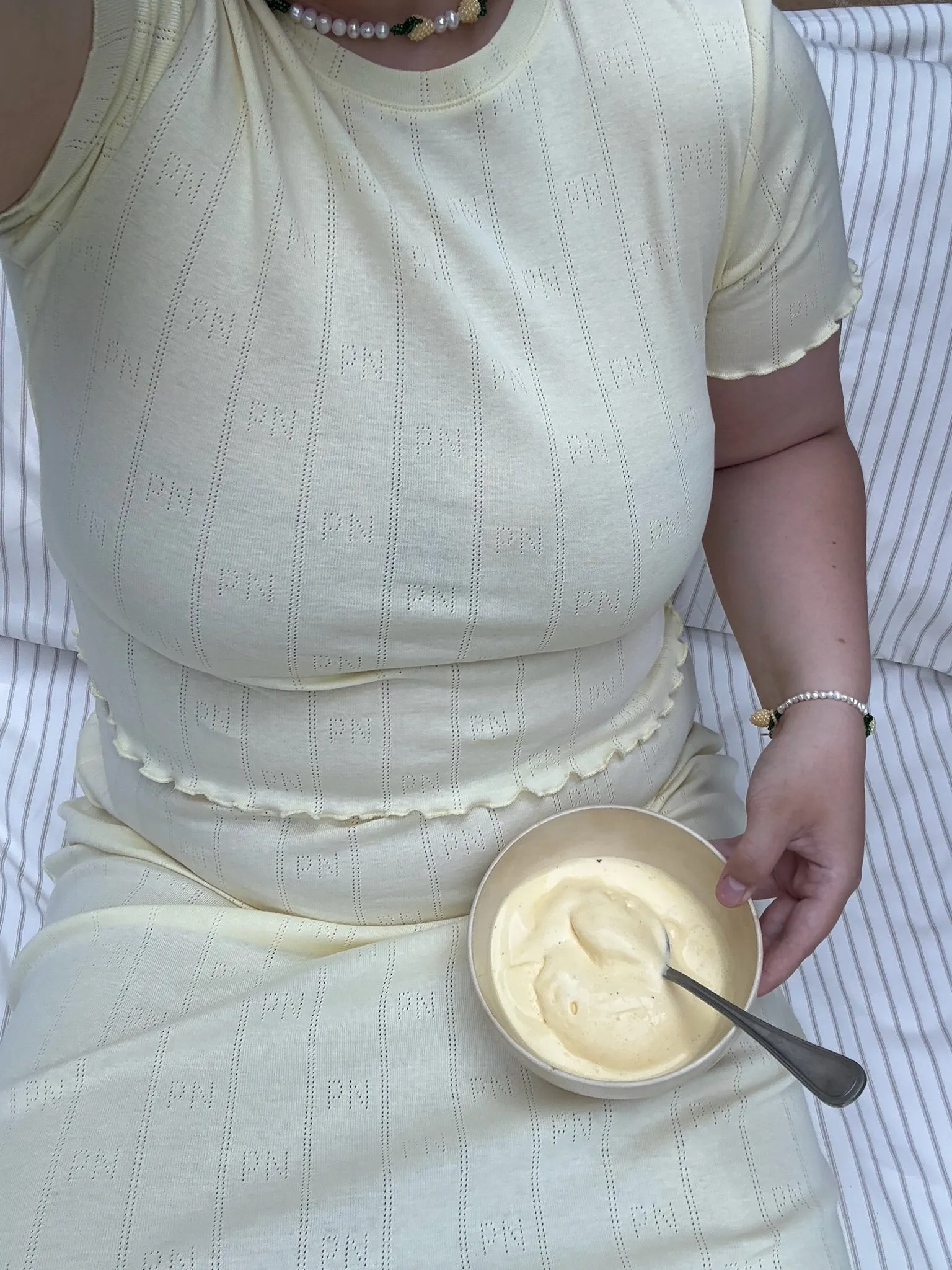 BABY1 CROPPED SS POINTELLE Stretch Waist Relaxed fit wear