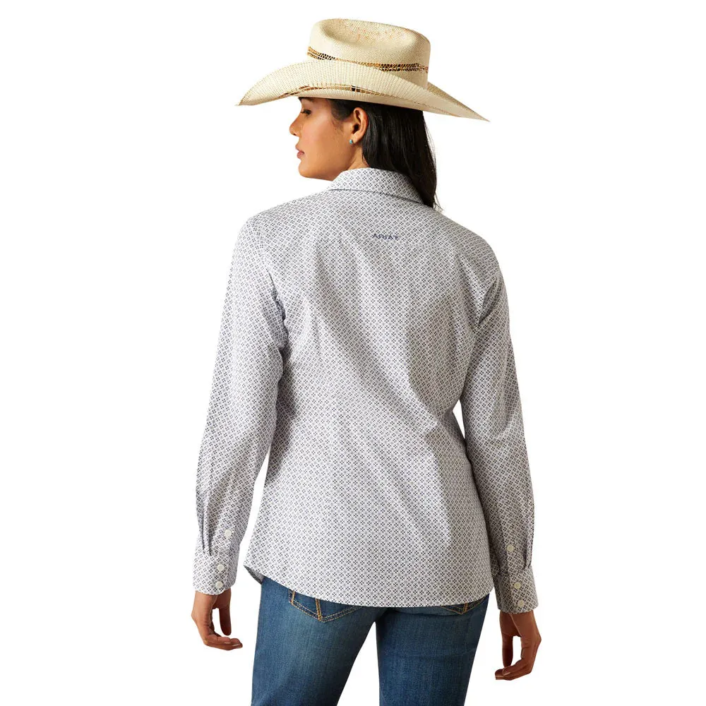 Ariat Women's Kirby L/S Western Stretch Button Down Shirt in Ocean Geo (Available in Plus Sizes) Simple Look EthicalProduction