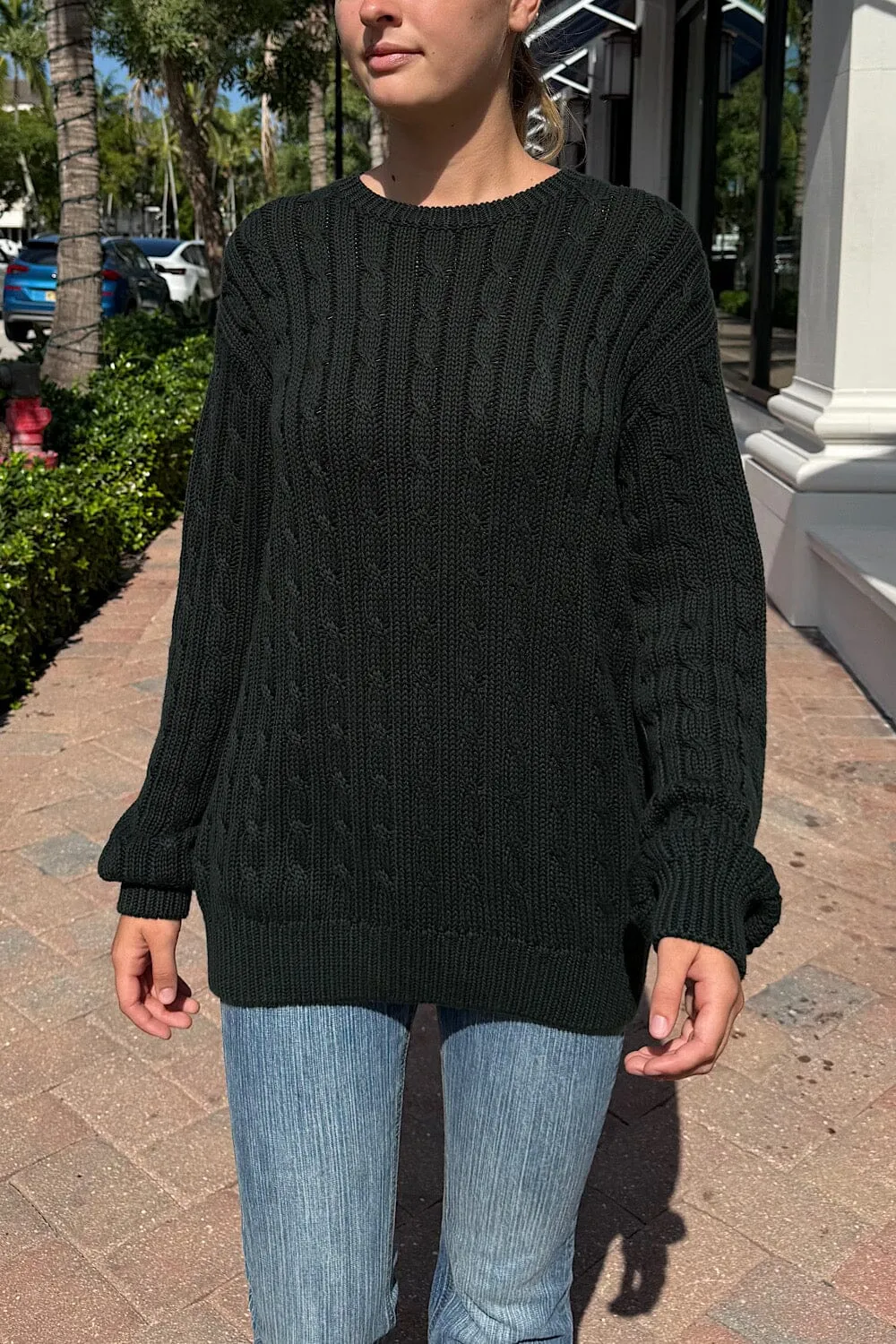Brianna Cotton Cable Knit Sweater Daily Layer Urban Look