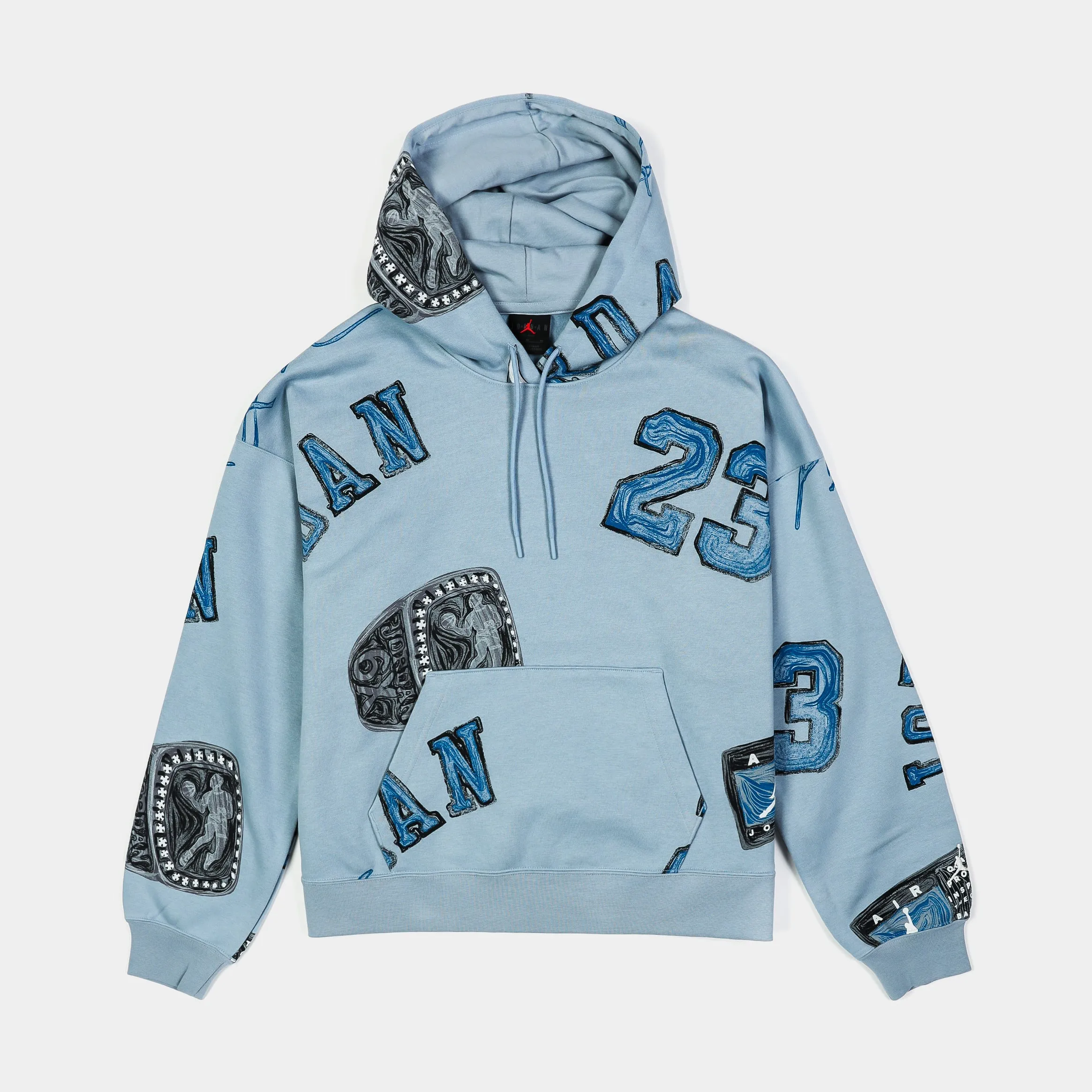 Brooklyn Fleece All Over Print Pullover Womens Hoodie (Blue/Grey) Fashion Essential