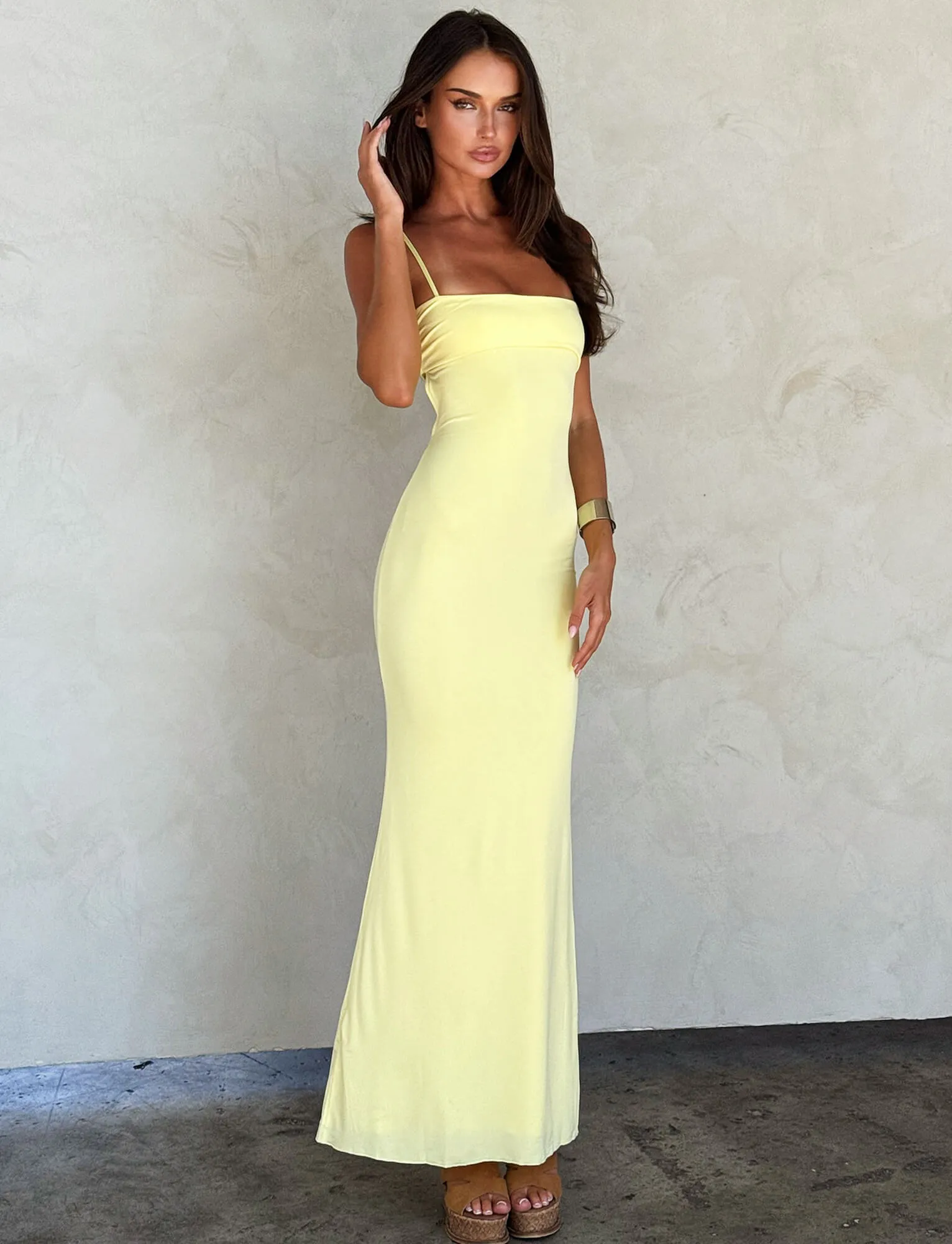 Empire Waist Ethically-Made CARA DRESS - YELLOW : PASTEL CITRUS