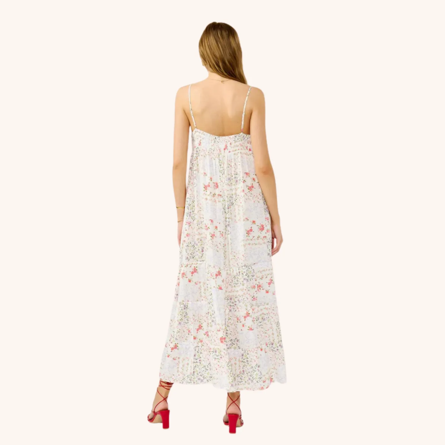 Carry Me There Maxi Dress (Natural   Lavender) Tiered-Skirt